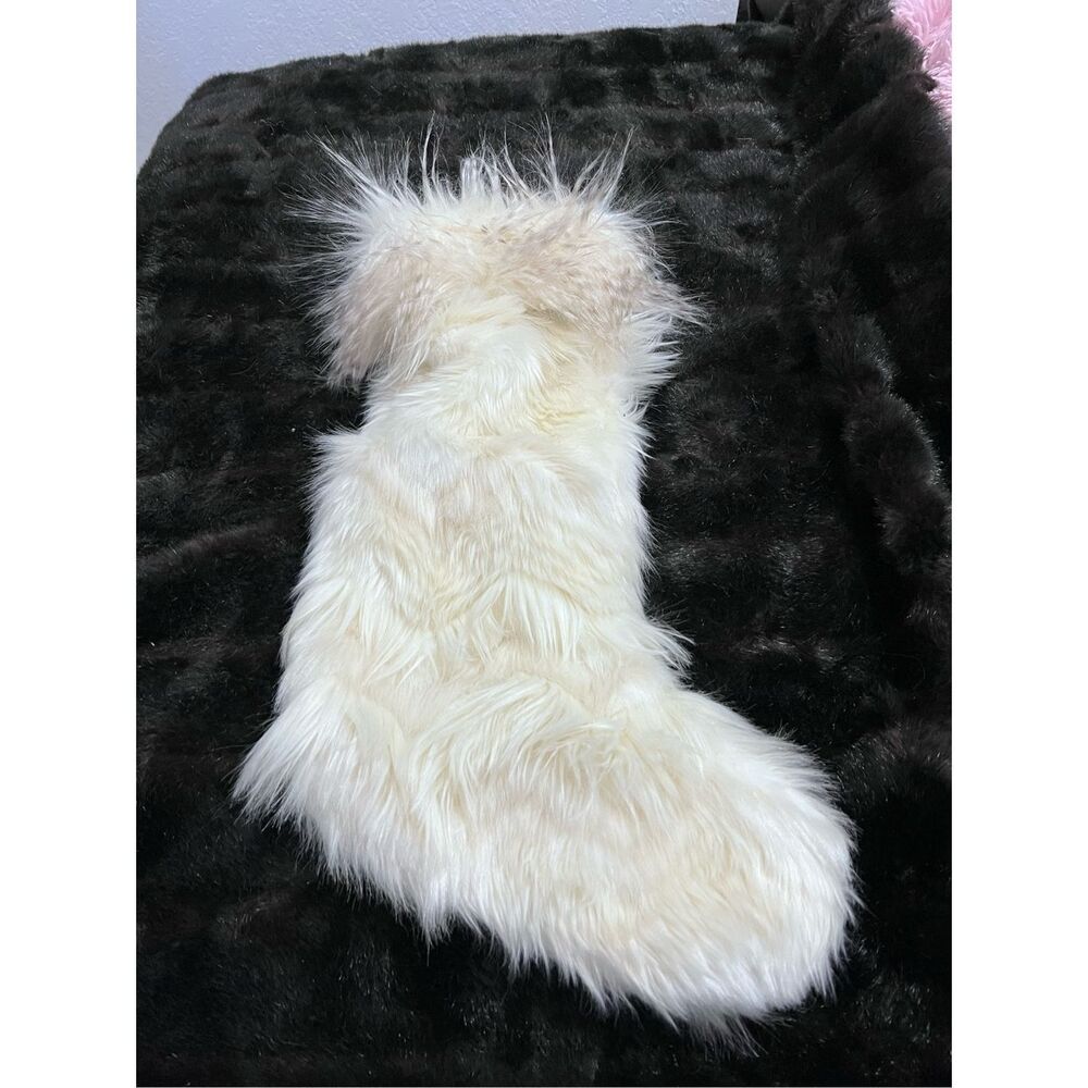 Urban outfitters Christmas faux fur shaggy white stocking